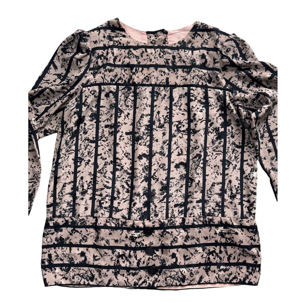 Lady‎ Carol Blouse Womens Large Pink Black Excellent Vintage Abstract Stripe Top